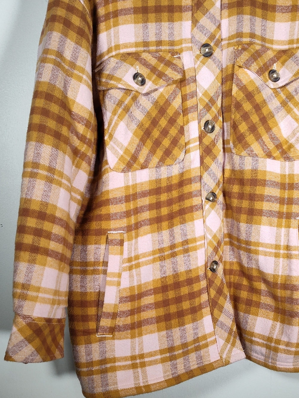 NWT Aerie oversized sherpa-lined plaid flannel shirt jacket M - Picture 7 of 12